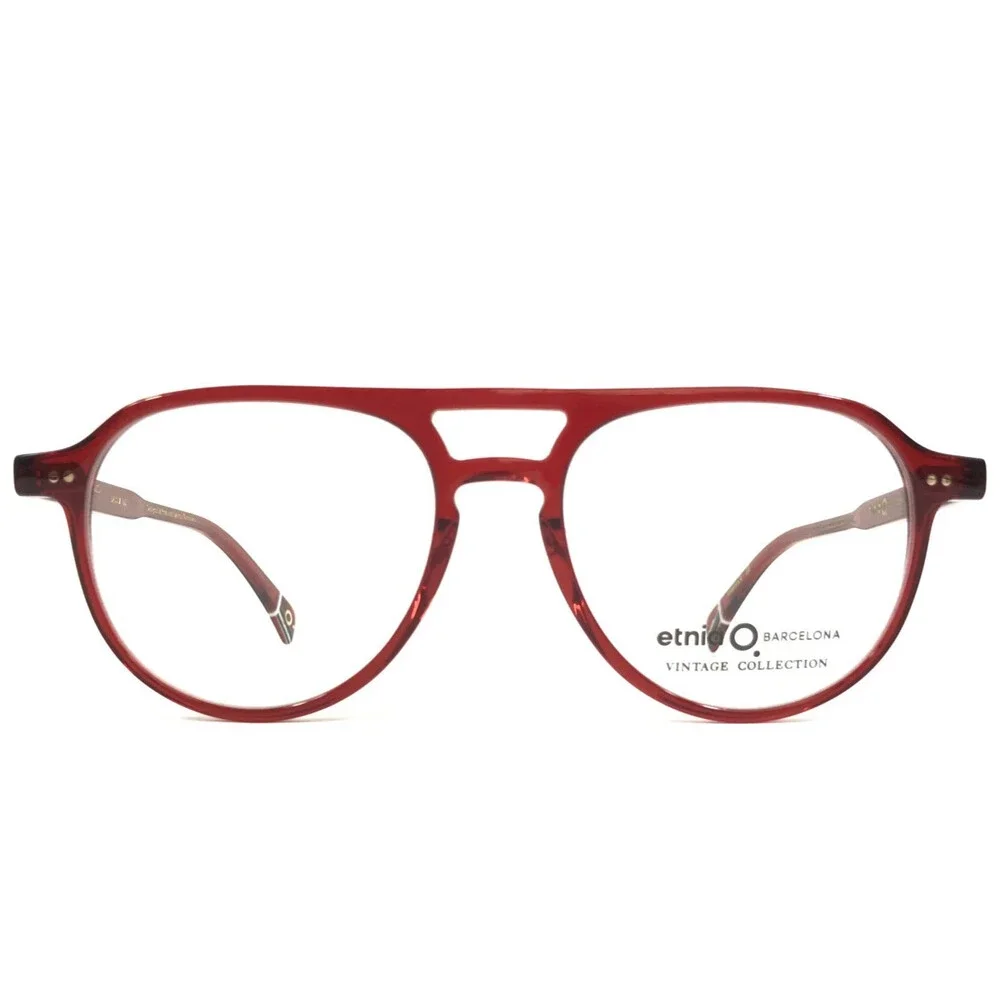 Etnia Barcelona Eyeglasses Frames ES MERCADAL RD Red Clear Aviators 52-17-145